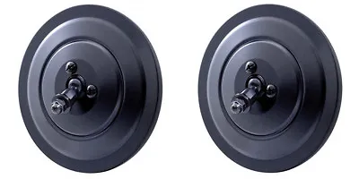 Pair (2) 5  Flat Round Black Side Rear View Mirrors W/ Ribbed Back • $29.99