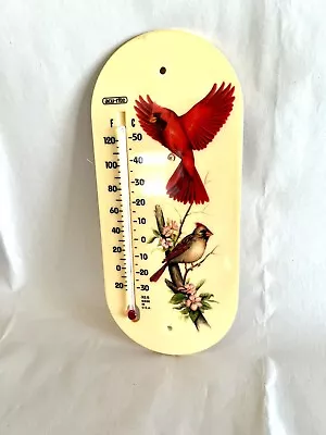 Acurite Vintage Thermometer Cardinal Birds Plastic Glass Made In USA • $15