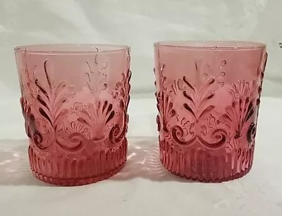 (2) Vintage Pilgrim Cranberry Glass Adams Double Old Fashioned 4  Tumblers • $38
