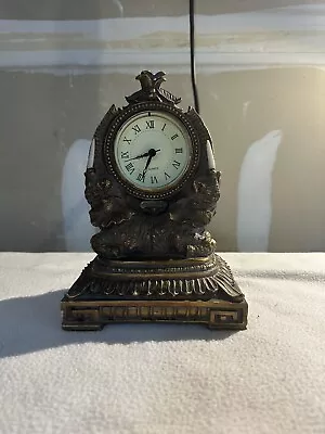 Antique Style Clock Bronze Resin 2 Elephants With White Tusks. Small Chip • $25