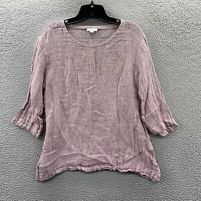 J Jill Blouse Womens Small Top 3/4 Sleeve Linen Sheer Purple • $12.95