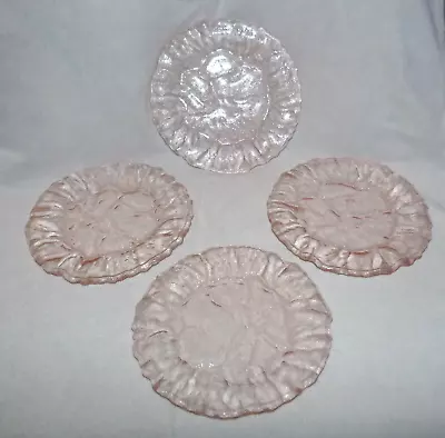 Vintage Old Morgantown 4 Pink Crinkle Glass Salad Plates 7.75    El Mexicano  • $25.99