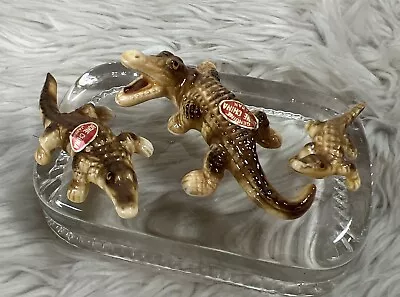 Vintage Bone China Miniature Figurines Alligators Set Of 3 • $19.99