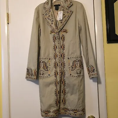 Embroidered Vintage Coat Artistic 1960s LooK M Heart Moon Star Vintage Rampage • $77