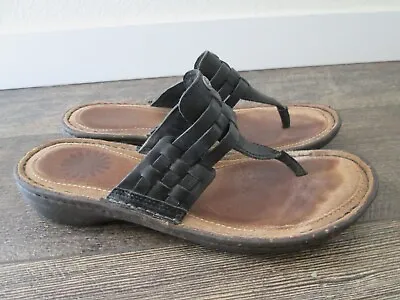 UGG Australia Jenaya Sandals Womens Flip Flop Thong Black Leather 6 • $18