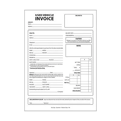 Vehicle Invoice Pad / Deposit Pad Book / PDI Pad / Trade Sale Pad • £5.99