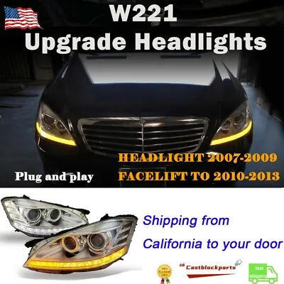 For 07 08 09 Mercedes Benz S-Class W221 S550 Facelift Xenon HID LED Headlights • $639.06