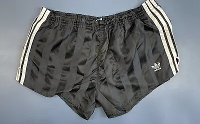 Vintage Adidas 1980's Nylon Football Running Sprinter Shorts Black Size Xl Adult • £65.99