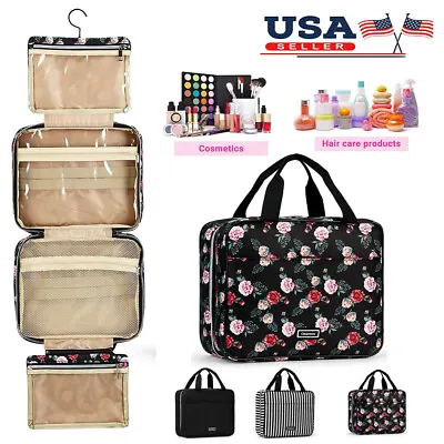 Travel Cosmetic Makeup Bag Toiletry Hanging Organizer Pouch With Hook Women • $16.99