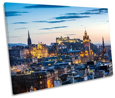 Edinburgh Sunset City Skyline SINGLE CANVAS WALL ART Picture Print • £24.99