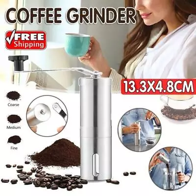 Manual Coffee Bean Grinder Stainless Steel Hand Coffee Mill Ceramic Burr AU • $15.88