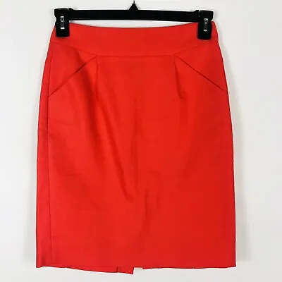 J Crew Pencil Skirt Womens 00 Orange Pencil Skirt Double Serge Casual Ladies • $14.24