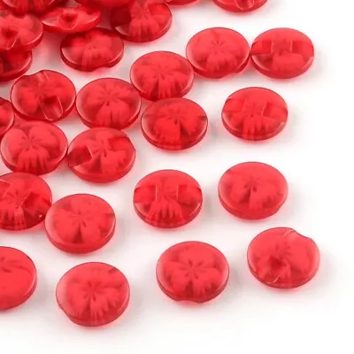 20 X Round Flower Buttons 14mm Pretty Red Resin Arts & Craft Sewing Haberdashery • £3.85