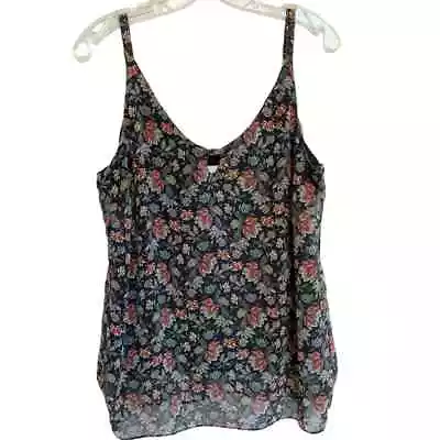 CAbi Flirt Blue Floral V-Neck Cami Tank Top SZ M • $22