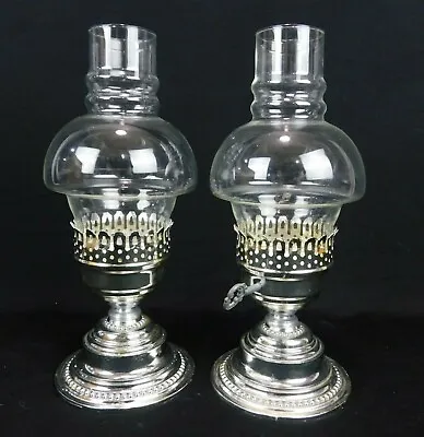 2 - VTG 11   Hurricane Lamp Candle Holders Rubel 1968 MC3087 Silver Color • $25.99