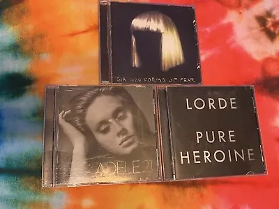 Adele ~ 21 / Sia ~ 1000 Forms Of Fear / Lorde ~ Pure Heroine [3 CD Lot] • $15