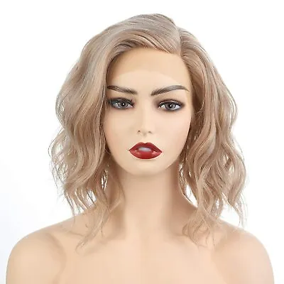 Onedor Shoulder Length Side Part Lace Front Short Wavy Hair Bob Wigs For Women • $39.99