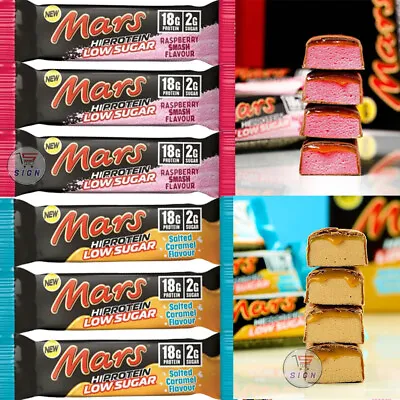 Mars HIPROTEIN LOW SUGAR Bar Raspberry Smash & Salted Caramel Chocolate Bars 55g • £13.99