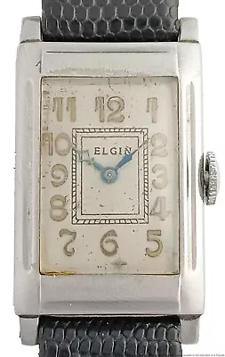 Vintage Elgin Art Deco Mens Mechanical Running Wrist Watch • $53
