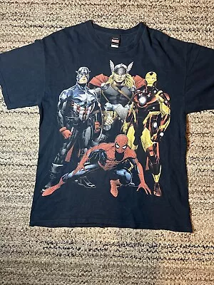 Vintage Mad Engine Marvel Avengers Big Print Tee T-Shirt Thor Spider-Man Sz L • $35