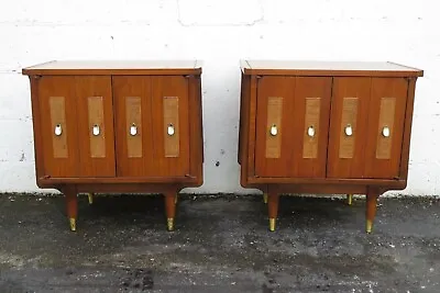 Mid Century Modern Nightstands Side End  Bedside Tables A Pair 5057 • $1100.75