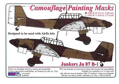 AML Models 1/48 CAMOUFLAGE PAINT MASKS JUNKERS Ju-87B-1 STUKA German Dive Bomber • $6.99