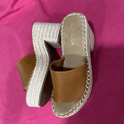 Ladies 6 1/2M Sandals-platform-mule-Top Moda-brown • $7.79