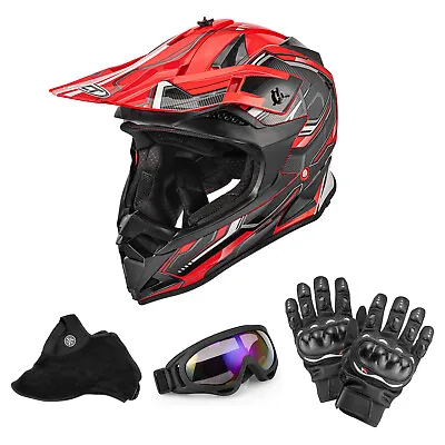 New Dirt Bike Helmet Motocross ATV TUV Offroad Waterproof Helmet Goggle/Gloves • $56.99