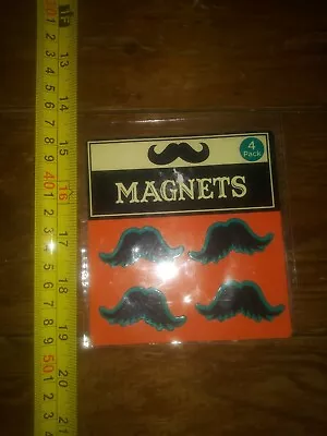 Nwt Nip Package Of 4 Novelty Mini Old School Mustache Magnets Blue Trim Cute • $5.99