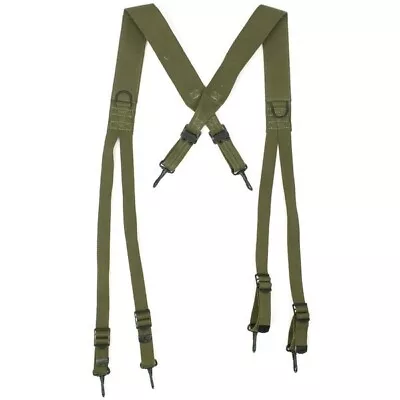 Norwegian OD Army Suspenders Heavy Duty Construction Fully Adjustable Up To 42 • $14.95