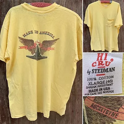 Vintage Made In America Powered By Rocketdyne Pocket Tee Graphic T Shirt Size XL • $298