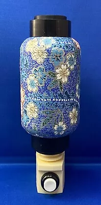 Japanese Style Lantern Night Light W/Blue Floral Design - Tested • $8