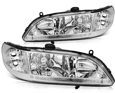 Pair Chrome Clear Side Headlight Headlamps Lh+rh For 1998-2002 Honda Accord Cg • $66.99