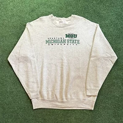 Vintage Michigan State Spartans Sweatshirt Men’s Size 2XL Grey Embroidered MSU • $24.99