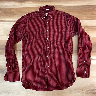 J Crew Shirt Mens Small Red Plaid Tailored Fit Button Down Long Sleeve • $16.05