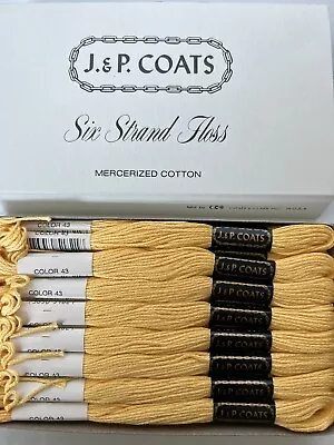 J&P Coats Embroidery Floss #43 DK Yellow Box Of 24 New • $7.99