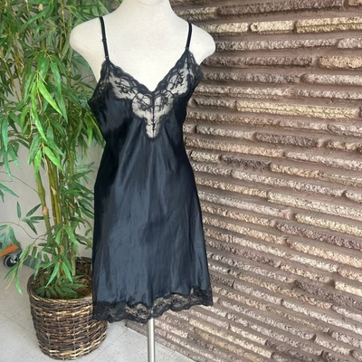 $24.65 • Buy Barbizon Black Vintage Full Slip Lace Trim USA Made