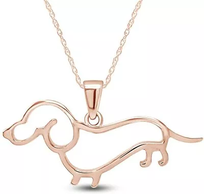 Dachshund Dog Pendant Necklace In 14k Gold Plated Sterling Silver 18  Chain • $38.65