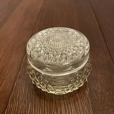 Vintage Clear Glass Hobnail Powder Dish Jar Trinket Vanity Lidded • $9.20