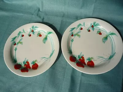 Vintage Vera For Mikasa Uptrend Strawberry Delight 10 3/4  Dinner Plates (2) • $49.99