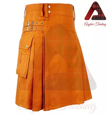 Men's Irish Guards Regiment Saffron Gold Tartan Utility Kilt Fashion Kilts • $71.25