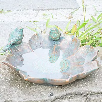 Bird Baths For Outdoors Antique Outdoor Garden Bird Bath Resin Birdbath Bowl Wit • $41.76