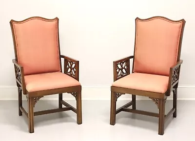 Mid 20th Century Cherry Asian Inspired Dining Armchairs - Pair • $695