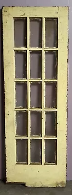 28.5x83 X.1.75  Antique Vintage Wooden French Swinging Door Window Beveled Glass • $399.99