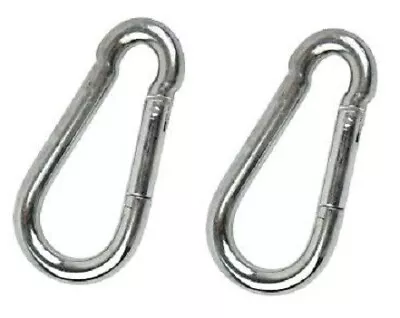 12mm X 140mm Plated Carbine Spring Loaded Carabiner Snap Hook Camping X 2 • £5.70