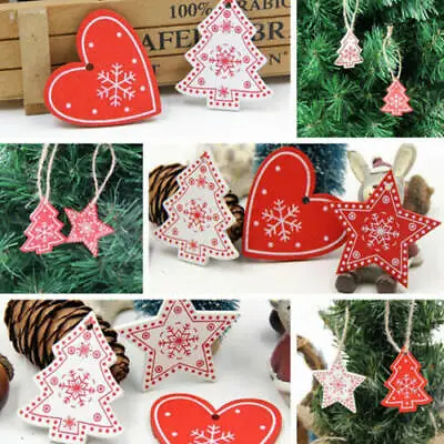 24pcs Wooden Christmas Tree Hanging Ornament DIY Xmas Pendants Gifts Decorations • $8.99