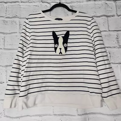 Banana Republic Striped Frenchie French Bulldog Sweatshirt Black White Sz XL • $36