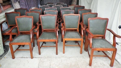 £995 • Buy FAB SET OF 22 OAK DINING ARMCHAIRS C1920.