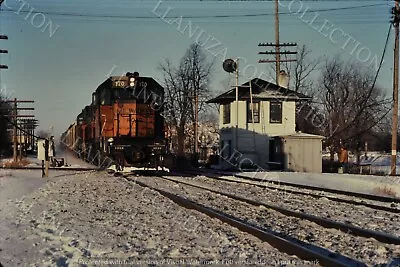 Original Slide Milwaukee Road SD40-2 At Dupain Ville WI Tower Jan 1985 • $5