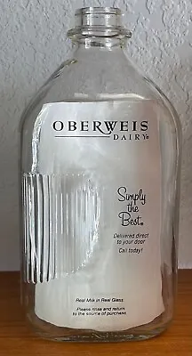 Vintage Half Gallon Oberweis Dairy Illinois Glass Milk Bottle 64 FL OZ • $9.96